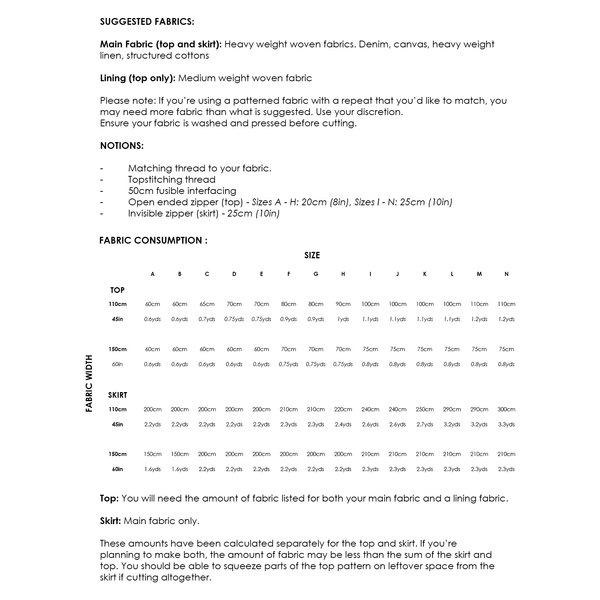 Carey Top and Skirt - Digital Sewing Pattern