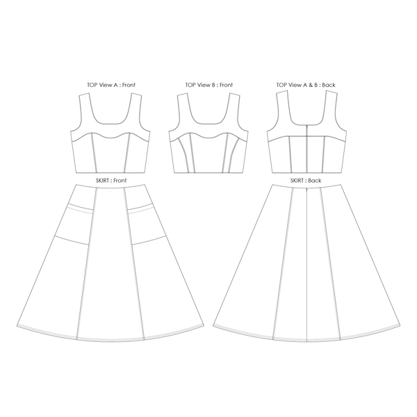 Carey Top and Skirt - Digital Sewing Pattern